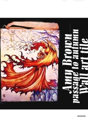 Amy Brown "passage to autumn" fairy large wall art tile 9.75" H